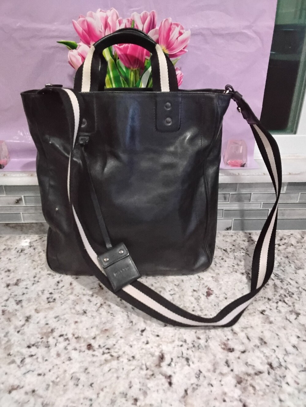 BALLY Trainspotting 2WAY Tote Bag Leather Black